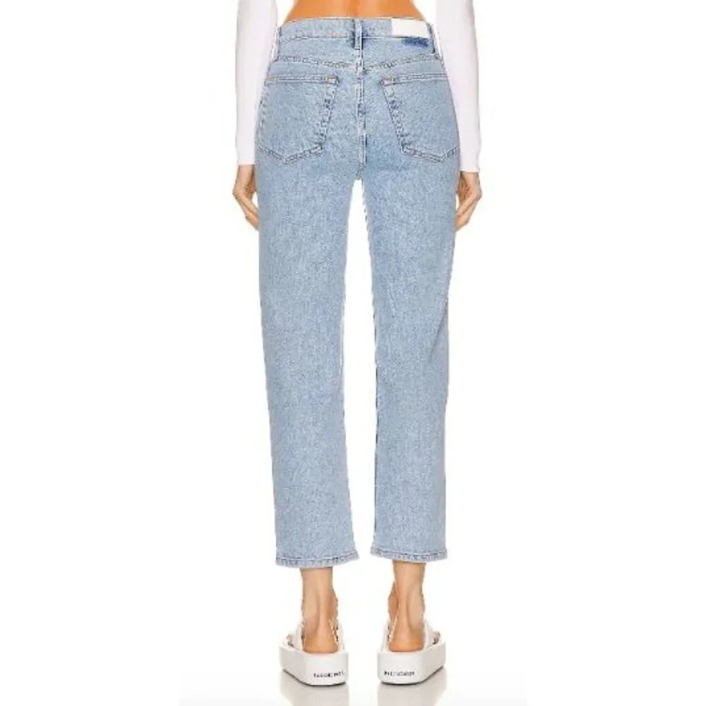 NWT RE/DONE 70'S Stove Pipe Light Wash High Rise Straight Leg Jeans-sz 30 - Picture 2 of 8